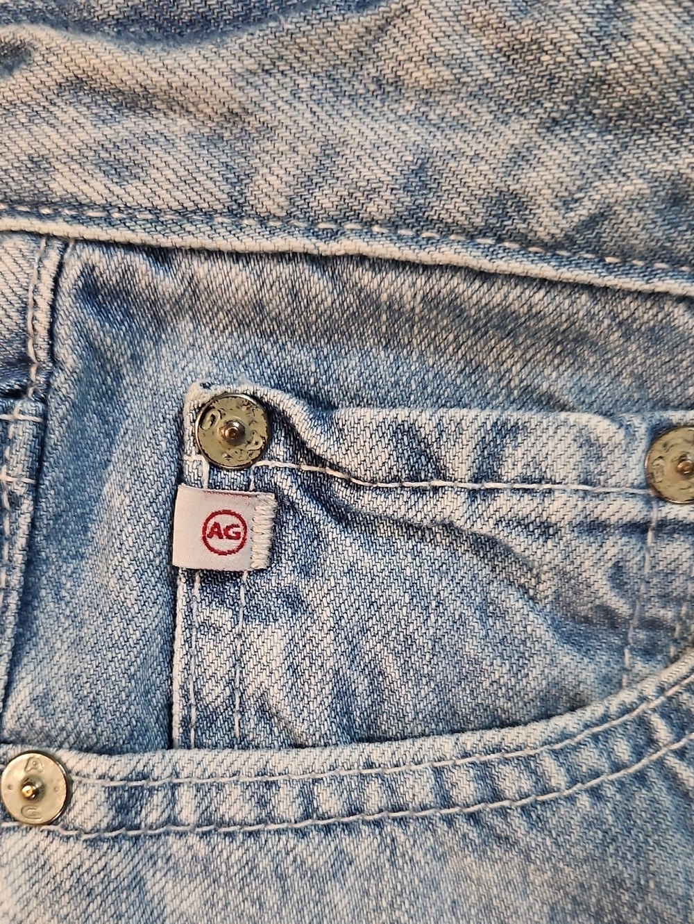 AG Adriano Goldschmied Light Blue Straight-Leg Frayed Hem Jeans - Picture 2 of 8